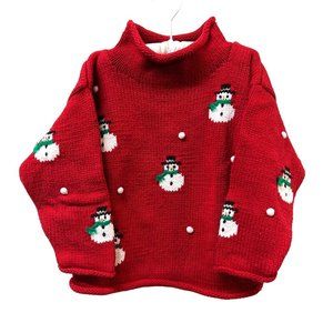Winning Woolies New York Snowman Pullover Red Top Vintage Kids Novelty Sweater